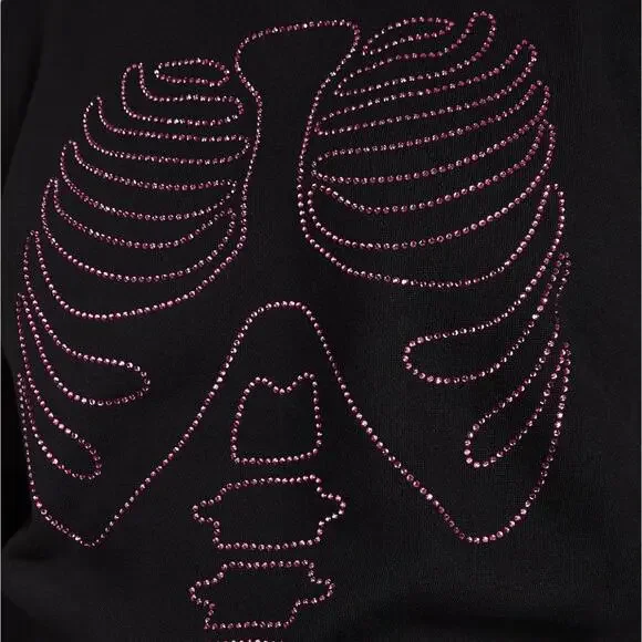 VS PINK Rhinestone Bling Halloween Skeleton Pullover Crewneck Sweatshirt - Med - Picture 6 of 7